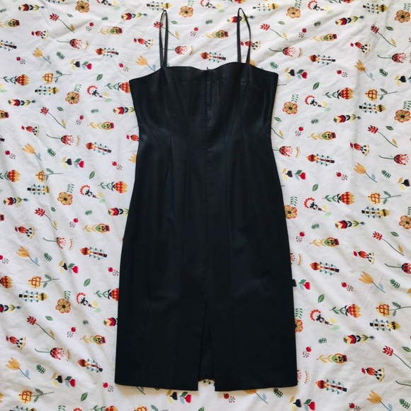 Vintage Dresses & Skirts - Vtg 90s/2000s Zip Up Pinstripe Cocktail Dress